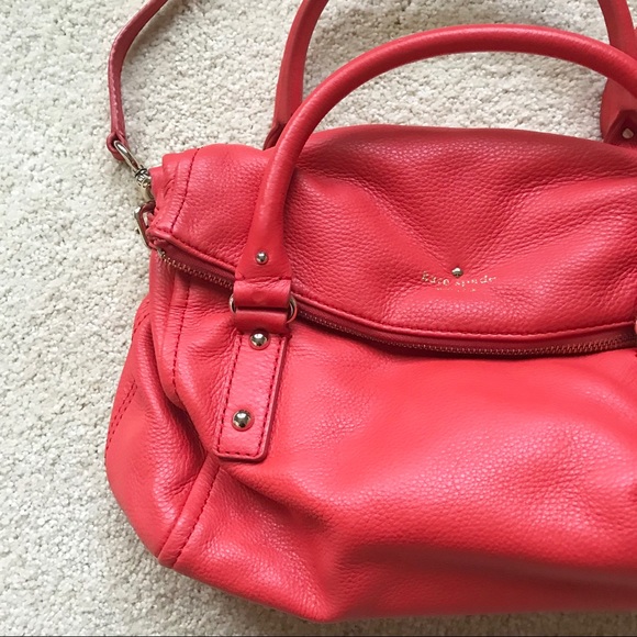 Kate Spade Cherry Red Foldover Pebbled Leather Bag - Picture 3 of 14